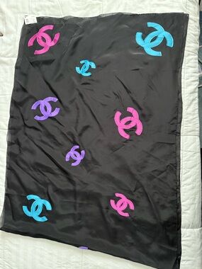 New CHANEL Black multicolor scarf